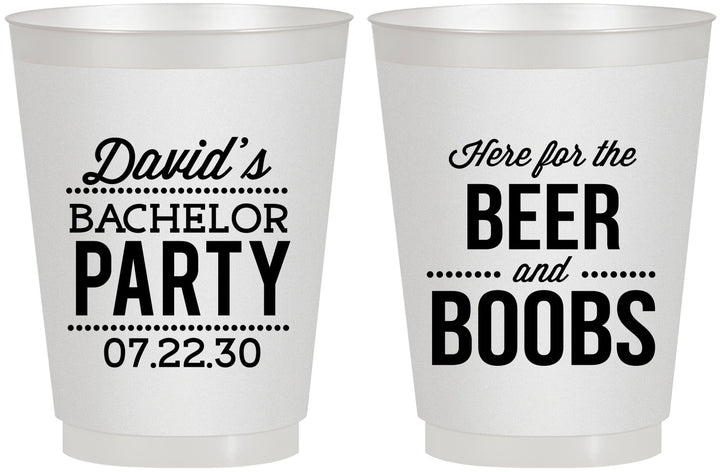 Personalized Bachelor Party 16 oz Frosted Cups - Beer And Boobs | 40027