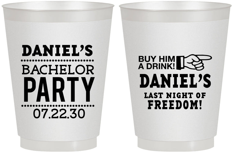 Personalized Bachelor Party 16 oz Frosted Cups - Last Night Of Freedom | 40029