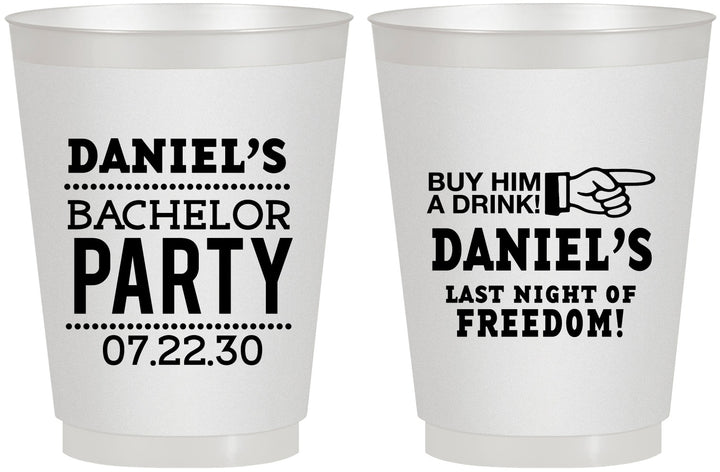 Personalized Bachelor Party 16 oz Frosted Cups - Last Night Of Freedom | 40029