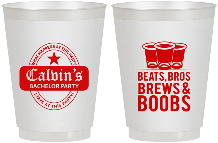 Personalized Bachelor Party 16 oz Frosted Cups - Brews And Boobs | 40031