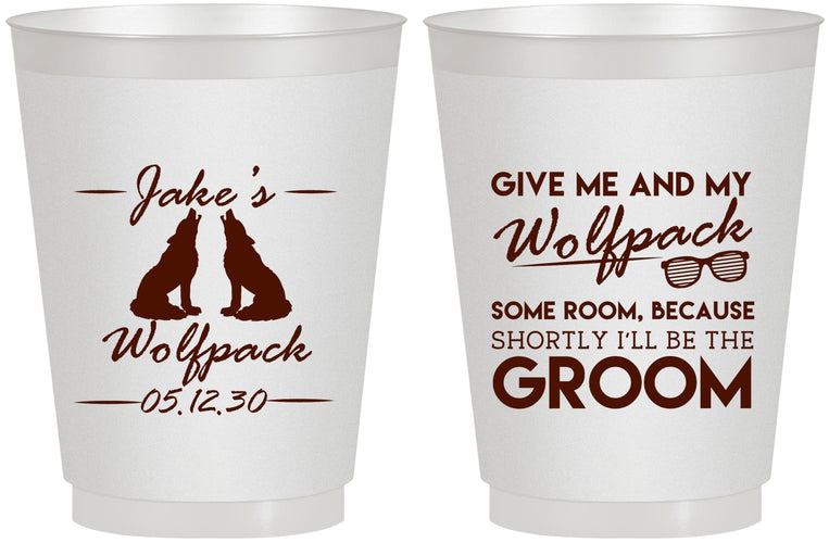 Personalized Bachelor Party 16 oz Frosted Cups - Wolfpack | 40036