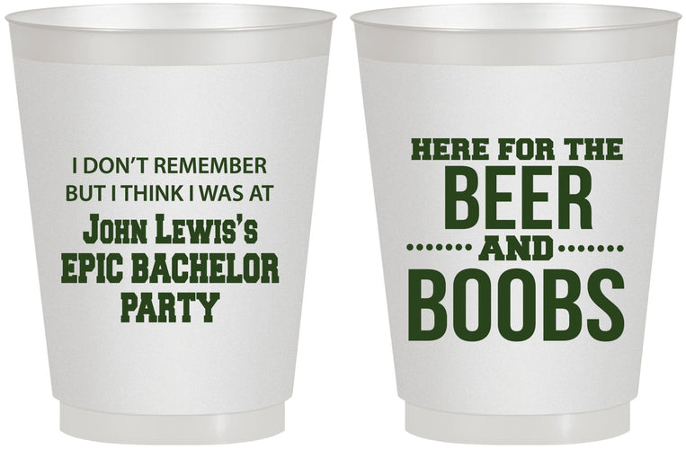 Personalized Bachelor Party 16 oz Frosted Cups - Beer And Boobs | 40039