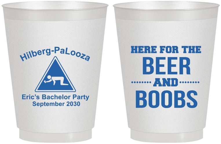 Personalized Bachelor Party 16 oz Frosted Cups - Beer And Boobs | 40040