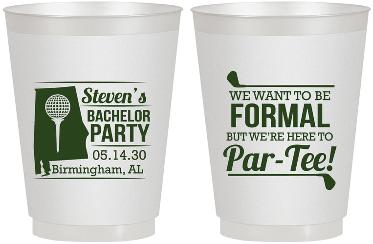 Personalized Bachelor Party 16 oz Frosted Cups - Golf Par Tee | 40043