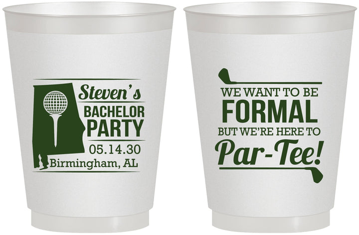 Personalized Bachelor Party 16 oz Frosted Cups - Golf Par Tee | 40043