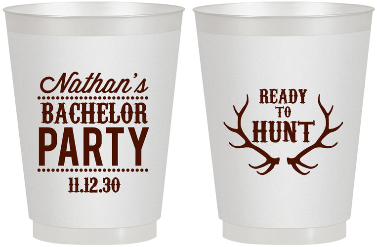 Personalized Bachelor Party 16 oz Frosted Cups - Ready To Hunt | 40044