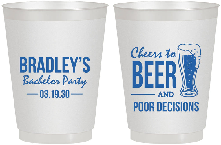 Personalized Bachelor Party 16 oz Frosted Cups - Beer Pour Decisions | 40045