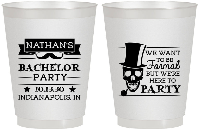 Personalized Bachelor Party 16 oz Frosted Cups - Formal Skeleton | 40048