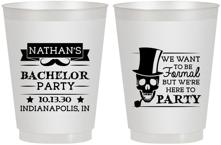 Personalized Bachelor Party 16 oz Frosted Cups - Formal Skeleton | 40048