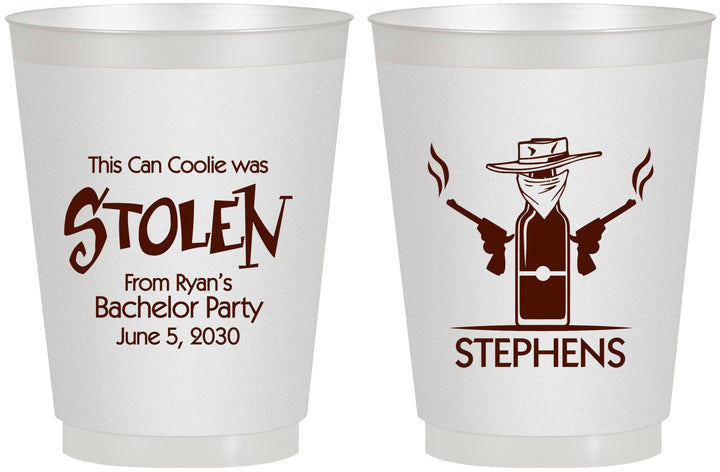 Personalized Bachelor Party 16 oz Frosted Cups - Stolen | 40049