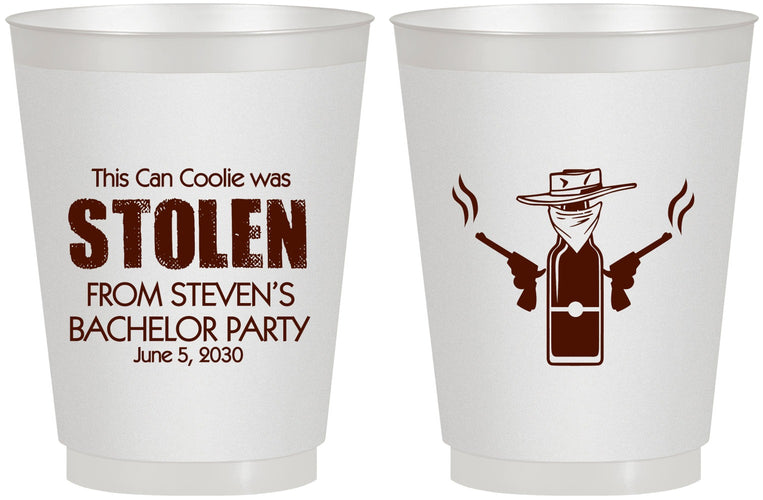 Personalized Bachelor Party 16 oz Frosted Cups - Stolen | 40053