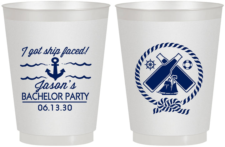 Personalized Bachelor Party 16 oz Frosted Cups - Anchor | 40054