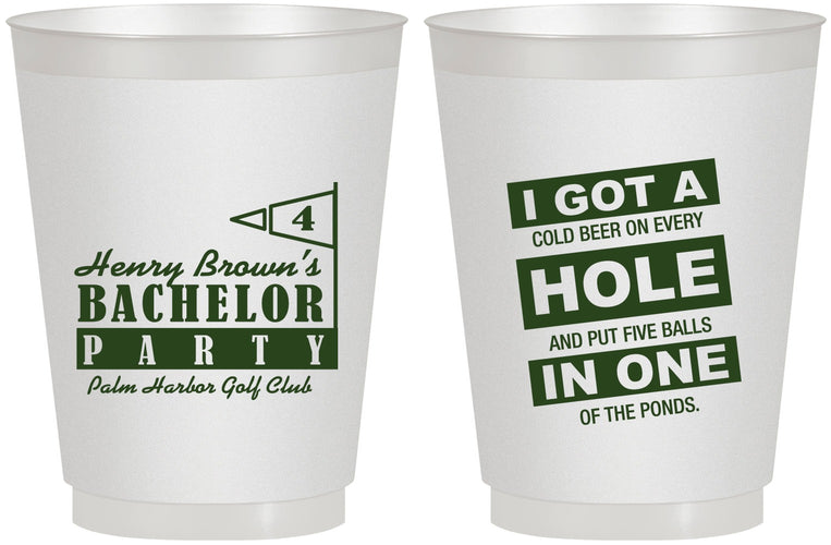 Personalized Bachelor Party 16 oz Frosted Cups - Golf | 40055