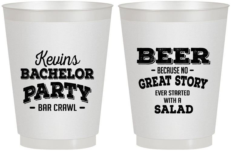 Personalized Bachelor Party 16 oz Frosted Cups - Great Story | 40057