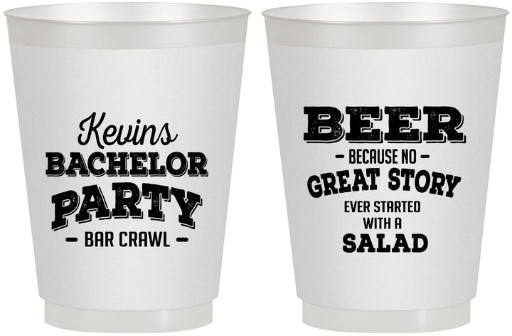 Personalized Bachelor Party 16 oz Frosted Cups - Great Story | 40057