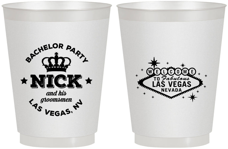 Personalized Bachelor Party 16 oz Frosted Cups - Last Vegas | 40059