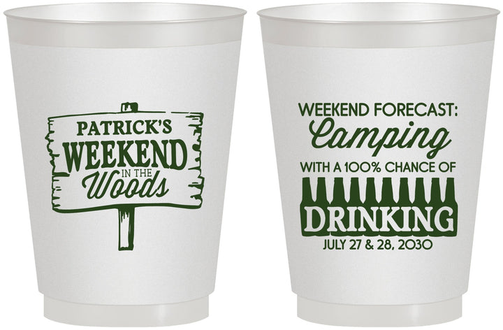 Personalized Bachelor Party 16 oz Frosted Cups - Camping | 40064