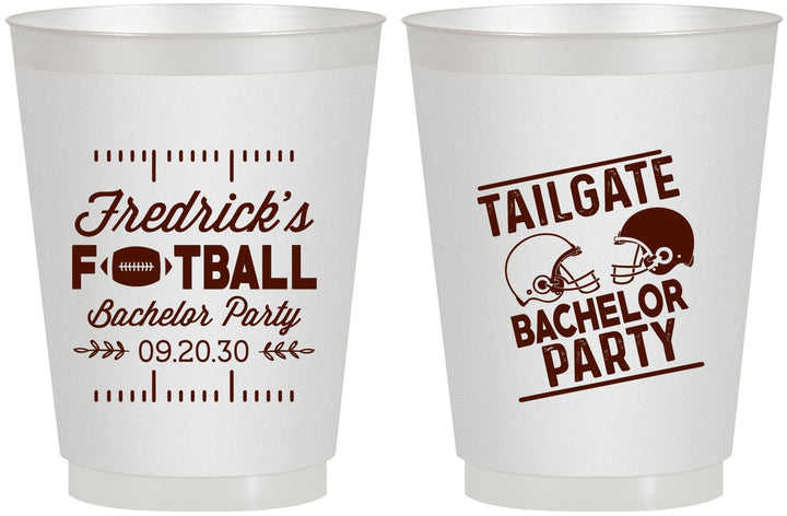Personalized Bachelor Party 16 oz Frosted Cups - Football | 40067