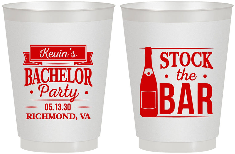 Personalized Bachelor Party 16 oz Frosted Cups - Stock The Bar | 40073