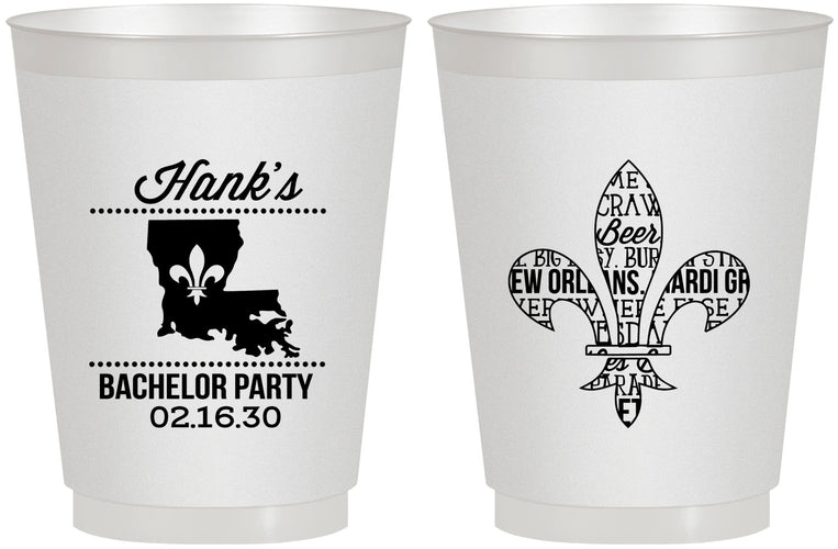 Personalized Bachelor Party 16 oz Frosted Cups - New Orleans | 40074