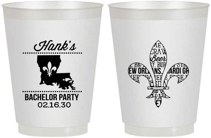 Personalized Bachelor Party 16 oz Frosted Cups - New Orleans | 40074