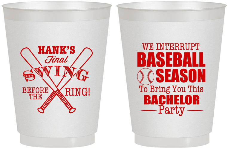 Personalized Bachelor Party 16 oz Frosted Cups - Baseball | 40075
