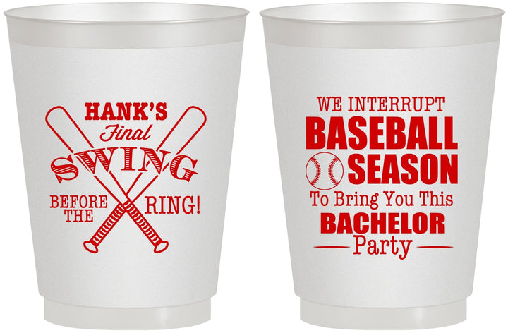 Personalized Bachelor Party 16 oz Frosted Cups - Baseball | 40075