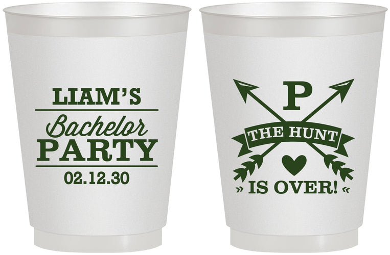 Personalized Bachelor Party 16 oz Frosted Cups - Hunt Is Over | 40082