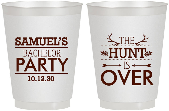 Personalized Bachelor Party 16 oz Frosted Cups - Hunt Is Over | 40084