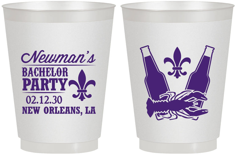 Personalized Bachelor Party 16 oz Frosted Cups - Mardi Gras | 40085