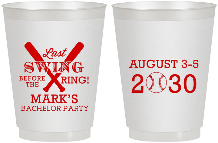 Personalized Bachelor Party 16 oz Frosted Cups - Baseball | 40086