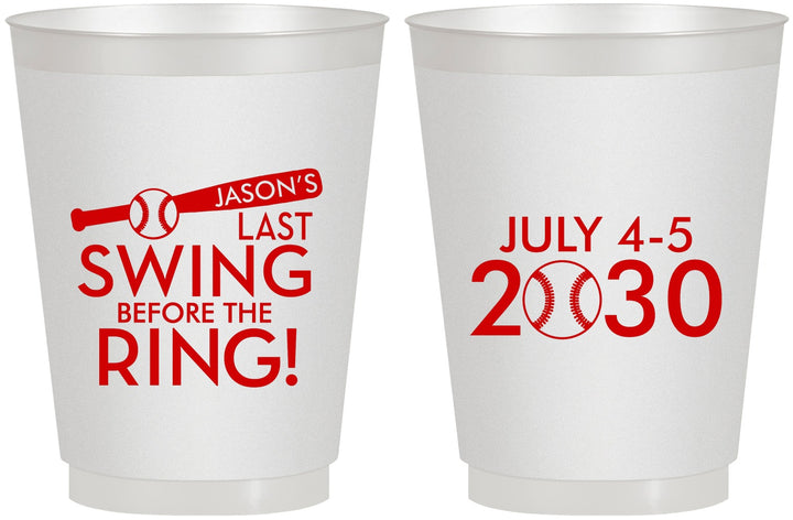 Personalized Bachelor Party 16 oz Frosted Cups - Baseball | 40087