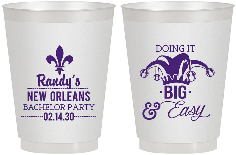 Personalized Bachelor Party 16 oz Frosted Cups - Mardi Gras | 40089