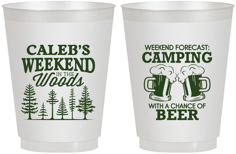 Personalized Bachelor Party 16 oz Frosted Cups - Camping | 40091