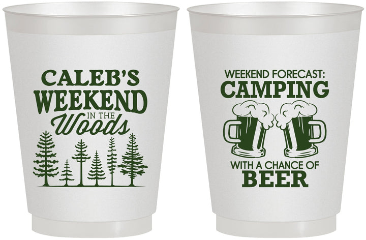 Personalized Bachelor Party 16 oz Frosted Cups - Camping | 40091