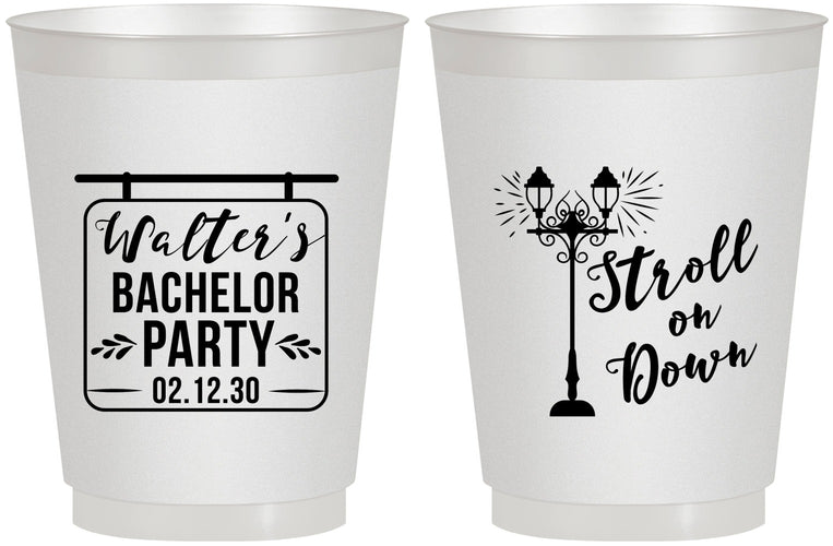 Personalized Bachelor Party 16 oz Frosted Cups - Mardi Gras | 40092