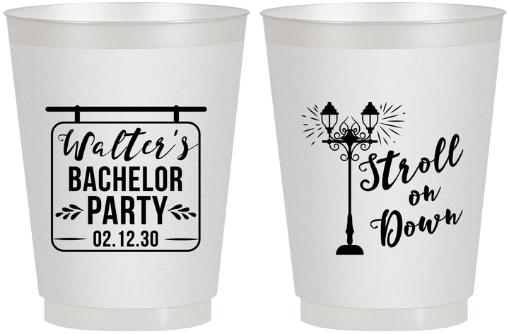 Personalized Bachelor Party 16 oz Frosted Cups - Mardi Gras | 40092