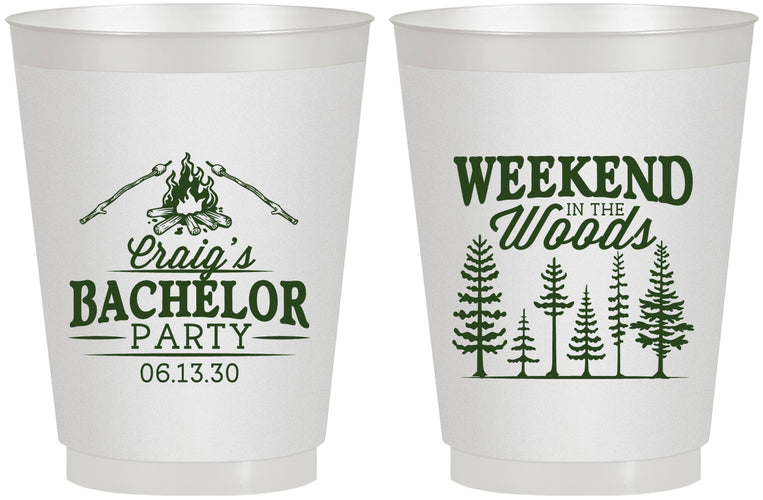 Personalized Bachelor Party 16 oz Frosted Cups - Camping | 40093