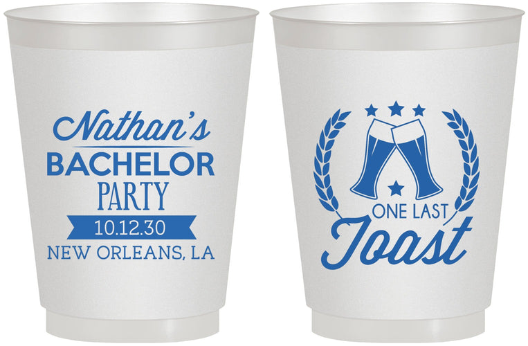 Personalized Bachelor Party 16 oz Frosted Cups - One Last Toast | 40095