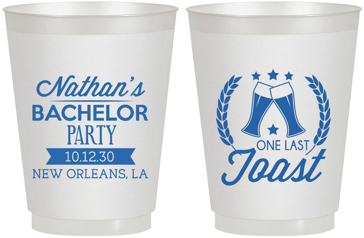 Personalized Bachelor Party 16 oz Frosted Cups - One Last Toast | 40095
