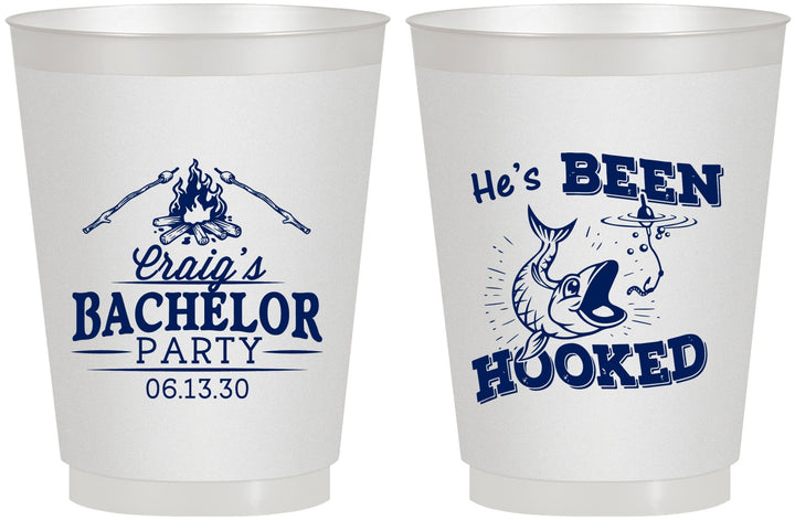 Personalized Bachelor Party 16 oz Frosted Cups - Fishing Hooked | 40096
