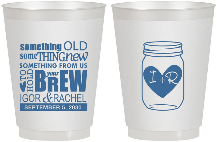 Personalized Wedding 16 oz Frosted Cups - Something Old Something New | 401