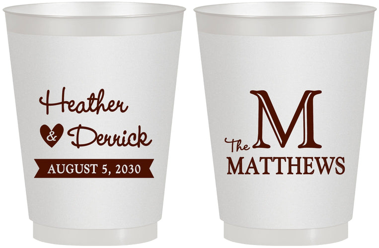 Personalized Wedding 16 oz Frosted Cups - Monogram | 402