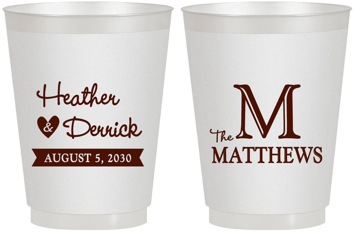Personalized Wedding 16 oz Frosted Cups - Monogram | 402
