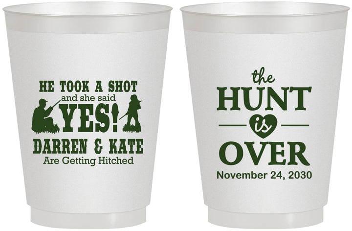 Personalized Wedding 16 oz Frosted Cups - The Hunt Is Over | 403