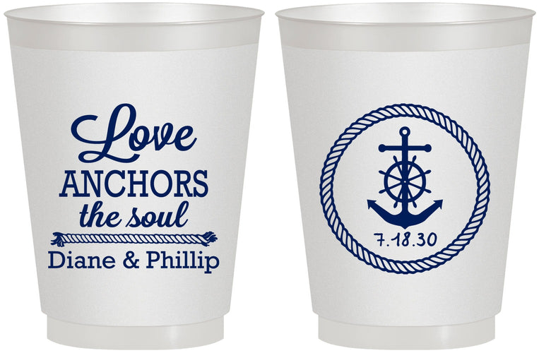 Personalized Wedding 16 oz Frosted Cups - Love Anchors The Soul | 405