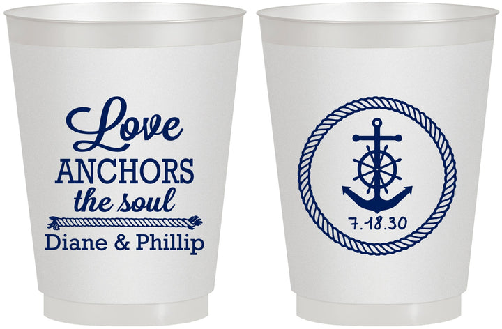 Personalized Wedding 16 oz Frosted Cups - Love Anchors The Soul | 405