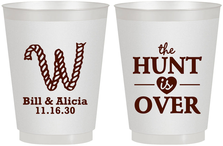 Personalized Wedding 16 oz Frosted Cups - Monogram Hunt Is Over | 406