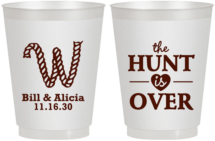 Personalized Wedding 16 oz Frosted Cups - Monogram Hunt Is Over | 406