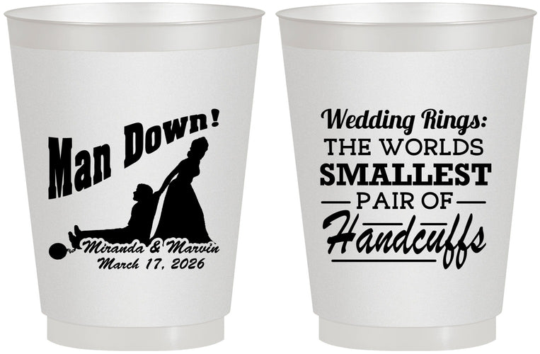 Personalized Wedding 16 oz Frosted Cups - Man Down | 407